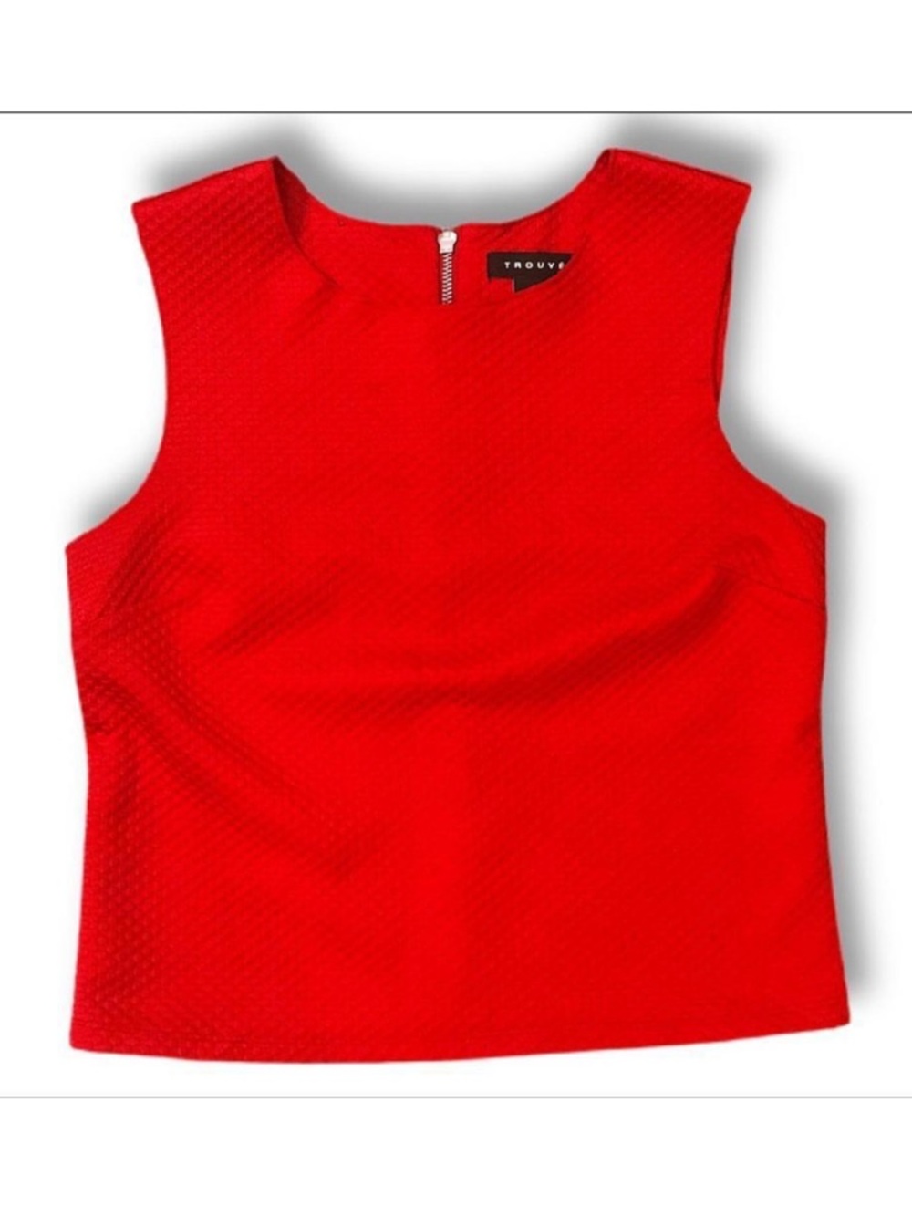 Trouvé Red Structured Textured Sleeveless Tank Top Large